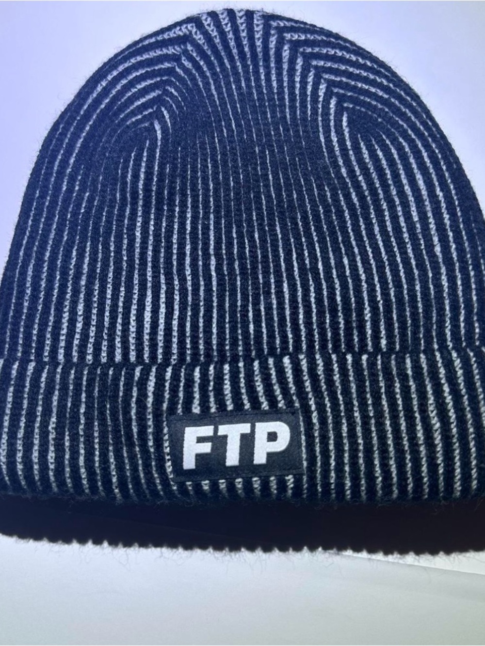 FTP Black & White Ribbed Beanie